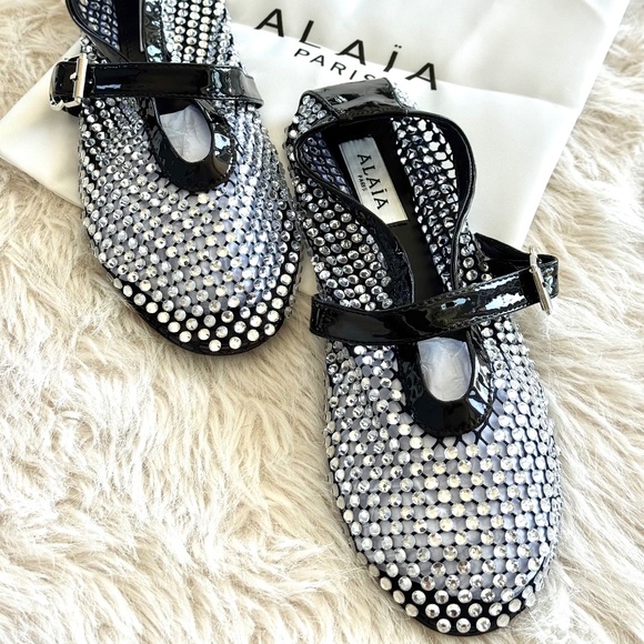 Crystal Mesh Mary Jane Flats - Picture 1 of 4